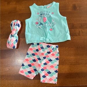 Little Lass Aqua and Pink Mermaid Matching Set